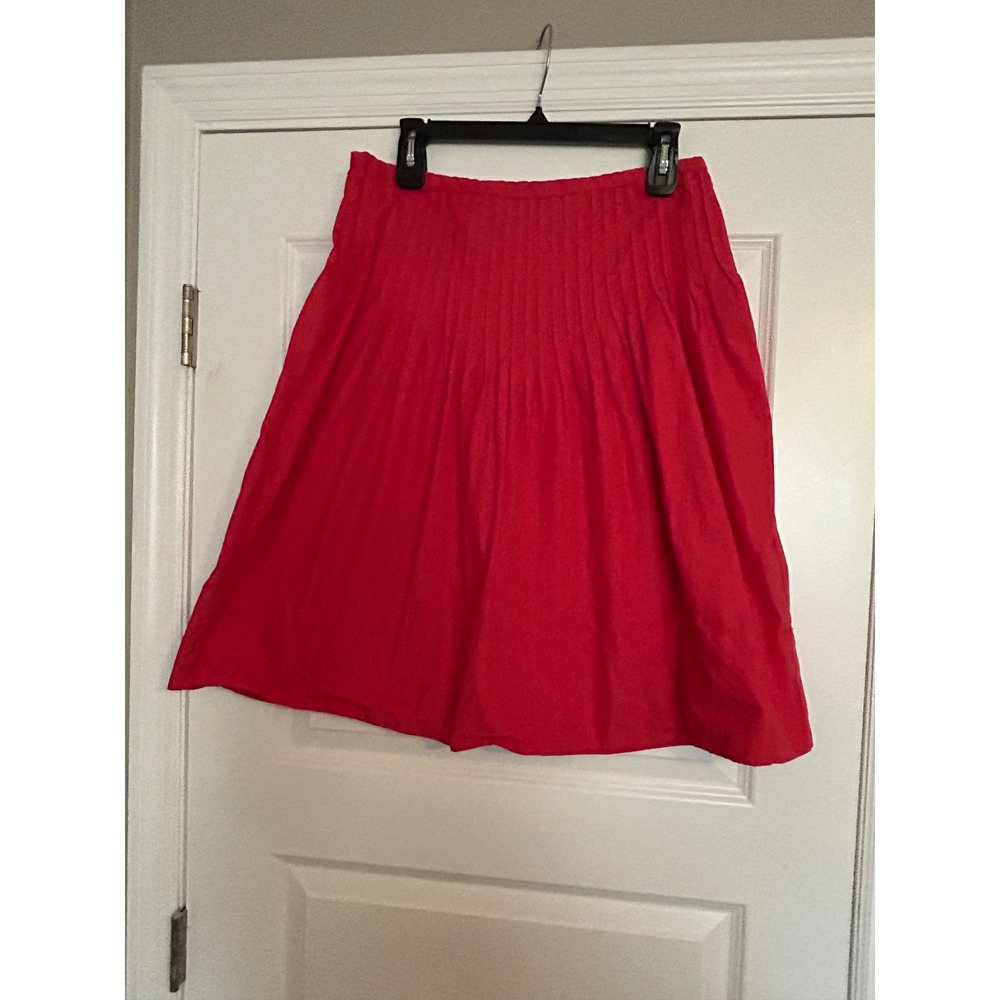 Free People Pink Pleated Cotton Skirt Side Zip Flare OB2180105 Womens Sze 12